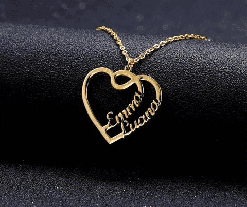 Couple Heart Name Pendant – Love Giftees