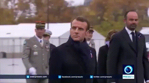 Unflinching Emmanuel Macron GIF