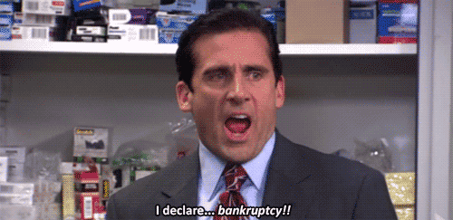 Michael Scott from The Office declares bankruptcy. 