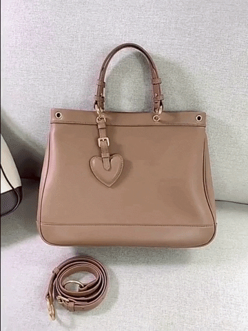 leather tote bag with heart bag charm