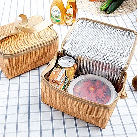 Portable Wicker Rattan Outdoor Camping Picnic Waterproof Bag Gifts