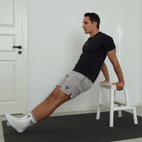 chair dips straight legs exercise demonstration