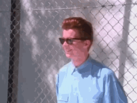 Astley in the music video for 'Never Gonna Give You Up'