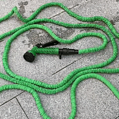 Midori™ Expandable Garden Water Hose won't kink, instantly untangles, and expands to 3 times its original size in seconds once you turn the water on.