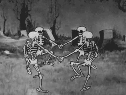 clip from that one really old animated skeleton dance cartoon
