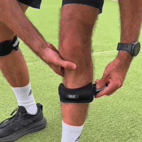 The Pro Knee Strap worn during movement