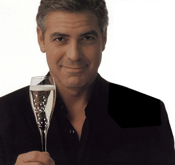 George Clooney with champagne
