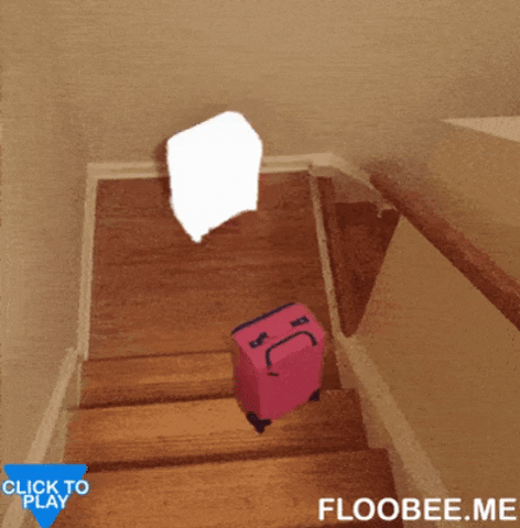 Suitcase on stairs in gifgame gifs