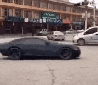 Showoff in middle of road gone wrong in fail gifs