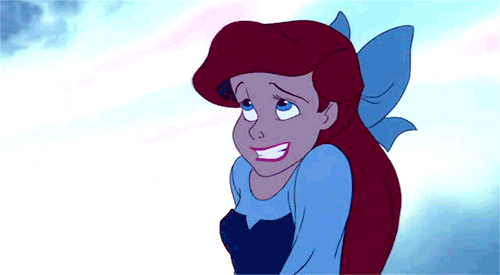 Gif of Ariel from The Little Mermaid putting her head in her hands -- phrases students say