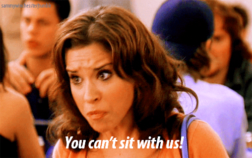 Image result for you can't sit with us mean girls gif