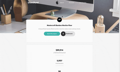 Demo of the Crowdfund page website