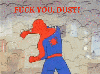 cleaning dust angry fuck you spider man