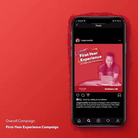Phone with image of students on screen