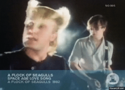 chandler from friends flock of seagulls hair gif