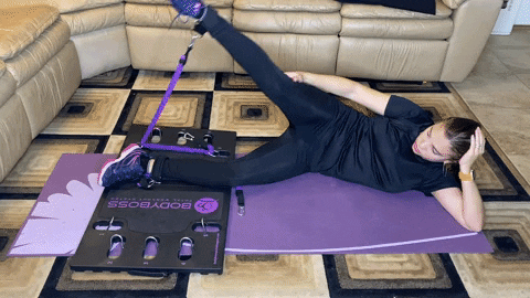 Lying hip abduction with resistance band .Gif