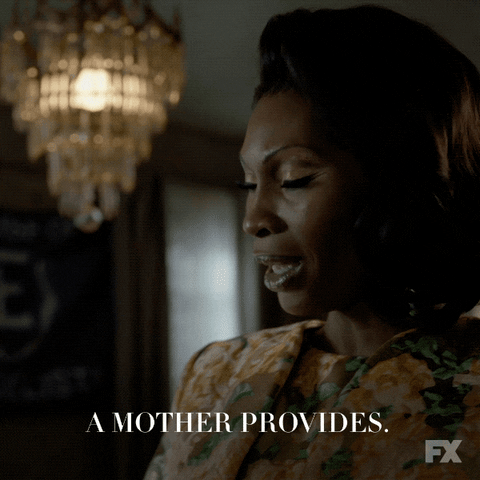 Social media best practice: A gif of a woman saying "A mother provides."