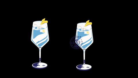 Animated GIF of two glasses clinking in a toast