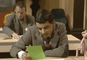 Image result for mr. bean gif exam