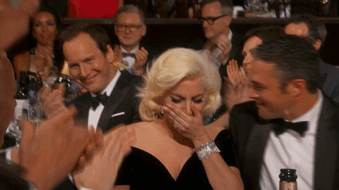 Risultati immagini per lady gaga golden globe gif