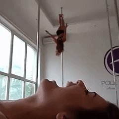 Sliding down the pole in funny gifs