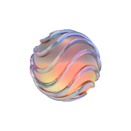 orange blob enveloped by moving rainbow colored wavy lines