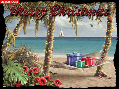 Resultado de imagen de imagenes navideñas en la playa gif