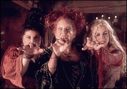 Alt: The Sanderson Sisters from Hocus Pocus casting a spell