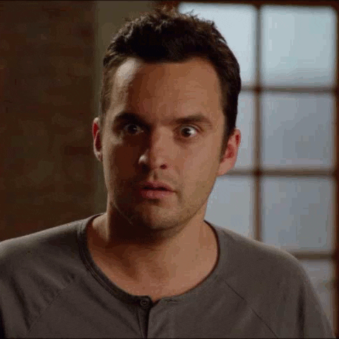 Nick Miller from New Girl, looking shocked.