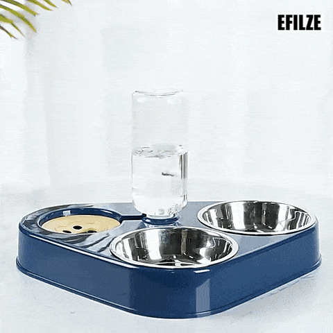 EFILZE | EZ-LIFE - Pet Double Food Bowl for convenient feeding