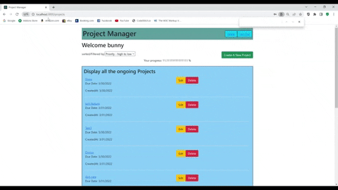 Project Manager website snapshot