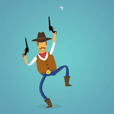 Cowboy firing guns 2d character animation loop