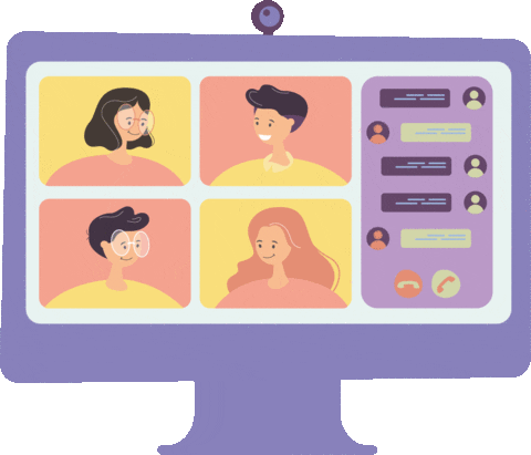 animação simples de pessoas fazendo uma reunião online