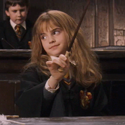 Hermione Granger waving her wand.