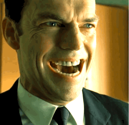 Image result for agent smith laughing gif