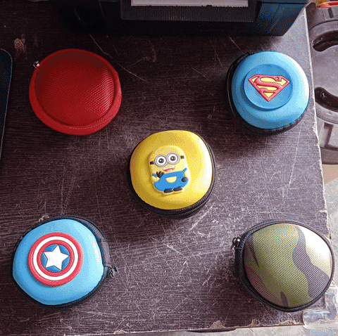 6570 Earphone Carrying Cute Case Round Pocket Pouch for Headphone Data Cable, Coins, Airpods, Pendrive, Earphone Case Organizer Perfect Return Gift (Mix Design 1 PC)