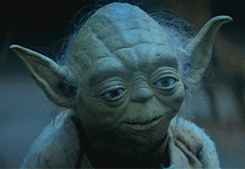 A GIF of Yoda looking down to the ground.
