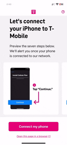 Screen recording of the T-mobile trial setup