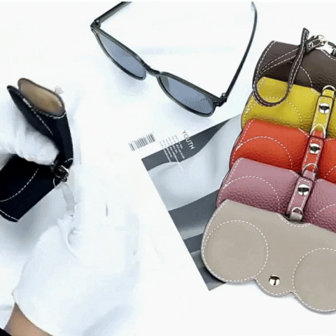 fashion glasses case in real soft leather with belt clip