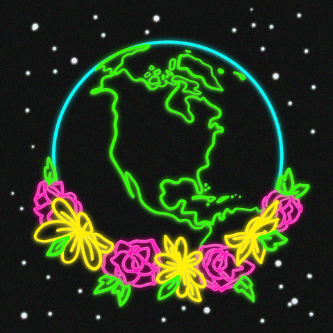 planet earth neon sign gif