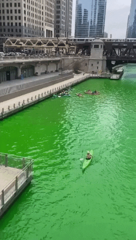 River in Chicago turned green for St Patricks Day