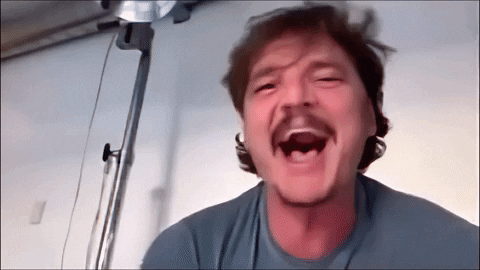 Pedro Pascal laughing then crying