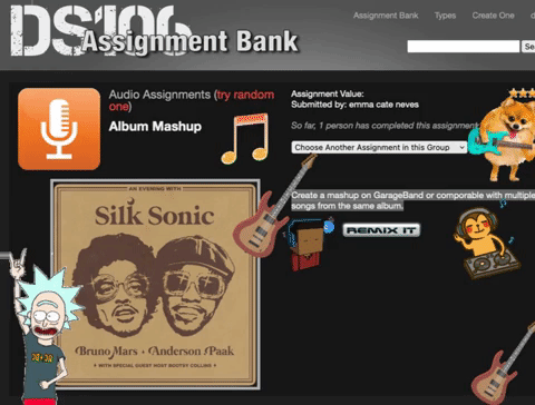 Silk Sonic record cover used in a DS106 assignment repository, effects called 