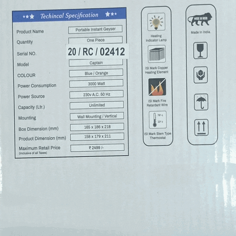 Portable Instant Electric Geyser