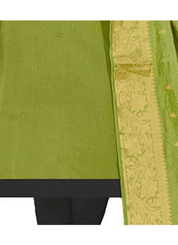 Generic Women's Slub Cotton Unstitched Salwar-Suit Material With Dupatta (Mahendi Green, 2 Mtr)