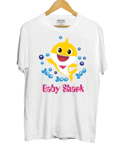 Boys Cotton Baby Shark Half Sleeve TShirt (White)