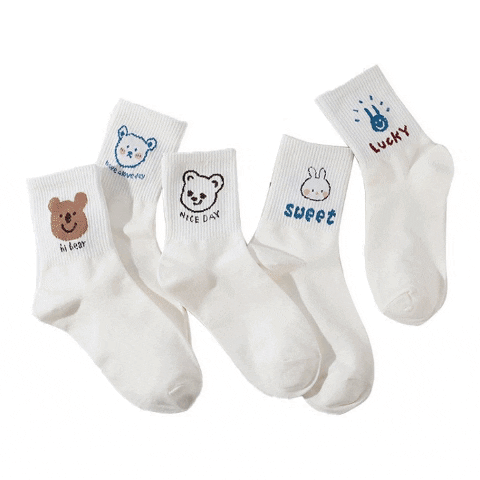 White Bear Head Print Cotton Socks (Pack of 2 Pcs) White Bear Head Print Cotton Socks (Pack of 2 Pcs)