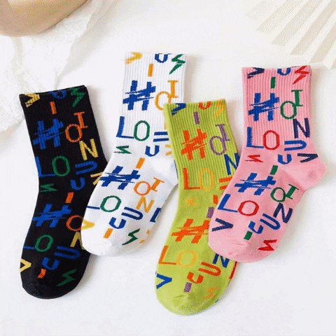 English Letter Graphic Cotton Sock English Letter Graphic Cotton Sock