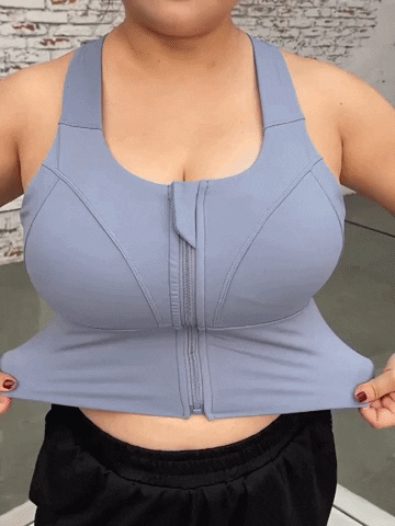 Women 4XL Sports Bras Tights Crop Top Yoga Vest Front Zipper Plus Size  Shockproof Gym Fitness Athletic Bra WIth Fixed Pads