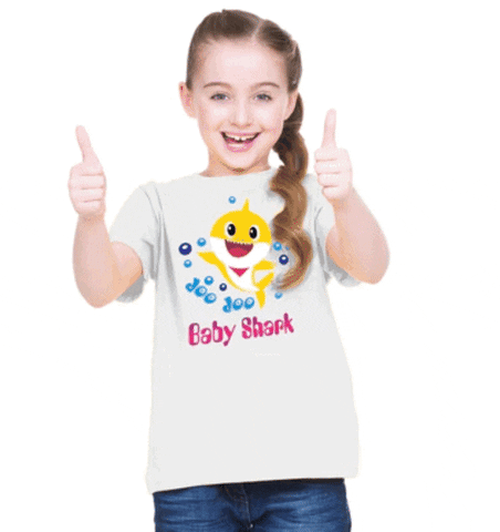 Girls Cotton Baby Shark Half Sleeve TShirt (White)